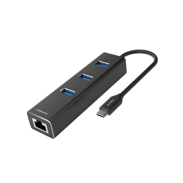 Genuine USB C to 3*USB A + RJ45 Adapter, 180mm Cable Length, Input USB-C 3.0, Black/Silver/Customized, 1 Year Warranty | GN-DC34A - Image 2