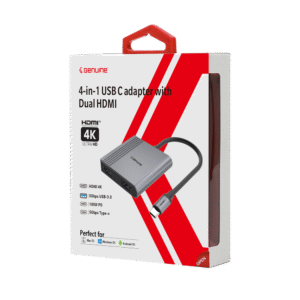 Genuine 4-in 1 Type C to USB-A 3.0 + HDMI + PD Adapter, 180mm Cable Length, Input Type-C 3.1 Male, Fast charging up to 100W, Grey/Customized, 1 Year Warranty | GN-DC44J