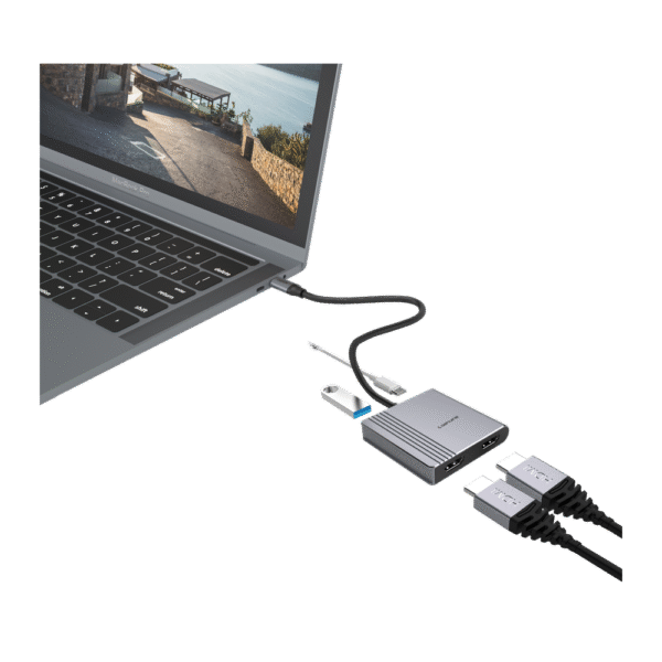 Genuine 4-in 1 Type C to USB-A 3.0 + HDMI + PD Adapter, 180mm Cable Length, Input Type-C 3.1 Male, Fast charging up to 100W, Grey/Customized, 1 Year Warranty | GN-DC44J - Image 2