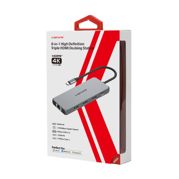 Genuine 8 in 1 Docking Station, 180mm Cable Length, Input USB Type-C 3.1, Transfer rate up to 5Gbps, Fast Charging up to 60W, 1 Year Warranty | GN-DC48G - Image 4