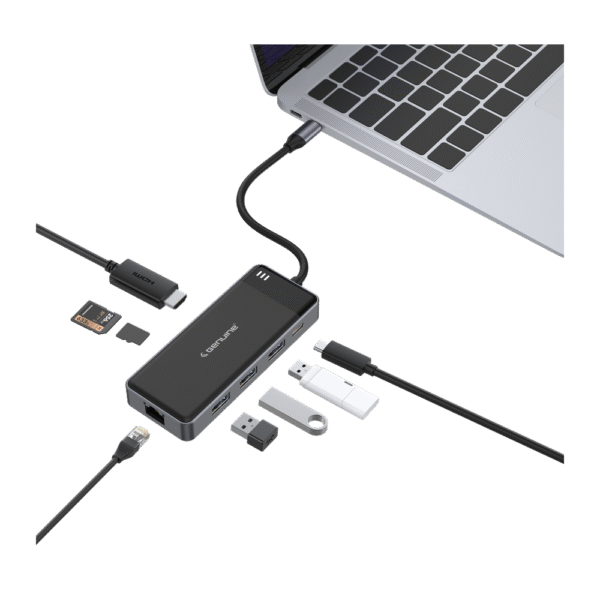 Genuine 8 in 1 Docking Station, 180mm Cable Length, Input USB Type-C 3.1, Transfer rate up to 5Gbps, Fast Charging up to 100W, Grey/Customized, 1 Year Warranty | GN-DC48H - Image 3