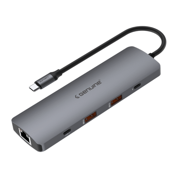 Genuine 9 in 1 Docking Station, 180mm Cable Length, Input USB Type-C 3.1, Transfer rate up to 10Gbps, Fast Charging up to 100W, Grey/Customized, 1 Year Warranty | GN-DC49D