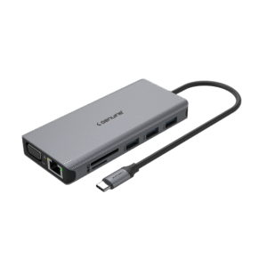 Genuine 11 in 1 Docking Station, 180mm Cable Length, Input USB Type-C 3.1, Fast Charging up to 100W, Grey/Customized, 1 Year Warranty | GN-DC4BA