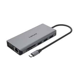 Genuine 11 in 1 Docking Station, 180mm Cable Length, Input USB Type-C 3.1, Fast Charging up to 100W, Grey/Customized, 1 Year Warranty | GN-DC4BA