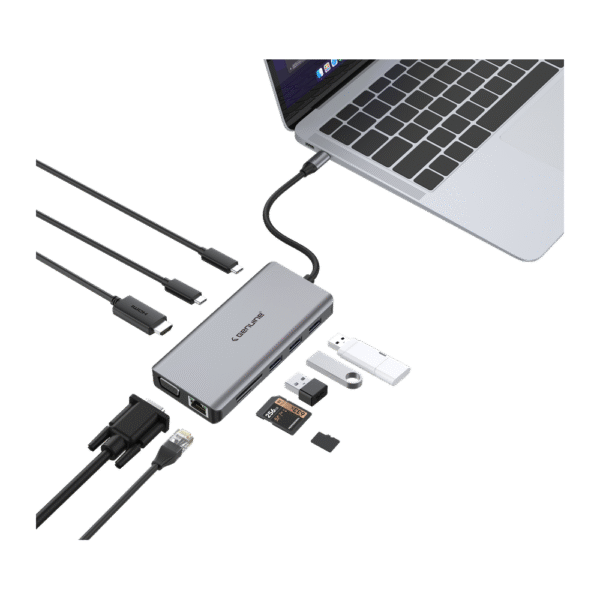 Genuine 11 in 1 Docking Station, 180mm Cable Length, Input USB Type-C 3.1, Fast Charging up to 100W, Grey/Customized, 1 Year Warranty | GN-DC4BA - Image 3