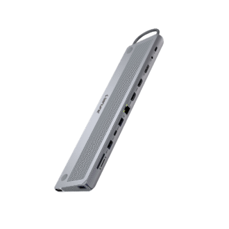 Genuine 12 in 1 Docking Station, 180mm Cable Length, Input USB Type-C 3.1, Transfer rate up to 5Gbps, Fast Charging up to 100W, Sliver/Customized, 1 Year Warranty | GN-DC4CG