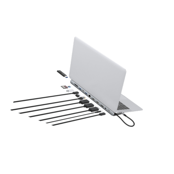Genuine 12 in 1 Docking Station, 180mm Cable Length, Input USB Type-C 3.1, Transfer rate up to 5Gbps, Fast Charging up to 100W, Sliver/Customized, 1 Year Warranty | GN-DC4CG - Image 3
