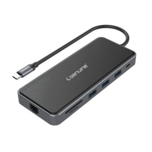 Genuine 12 in 1 Docking Station, 180mm Cable Length, Input USB Type-C 3.1, Transfer rate up to 5Gbps, Fast Charging up to 100W, Grey/Customized, 1 Year Warranty | GN-DC4CL