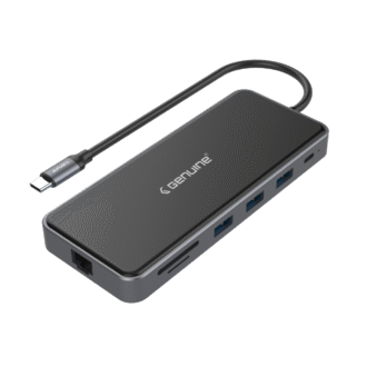 Genuine 12 in 1 Docking Station, 180mm Cable Length, Input USB Type-C 3.1, Transfer rate up to 5Gbps, Fast Charging up to 100W, Grey/Customized, 1 Year Warranty | GN-DC4CL