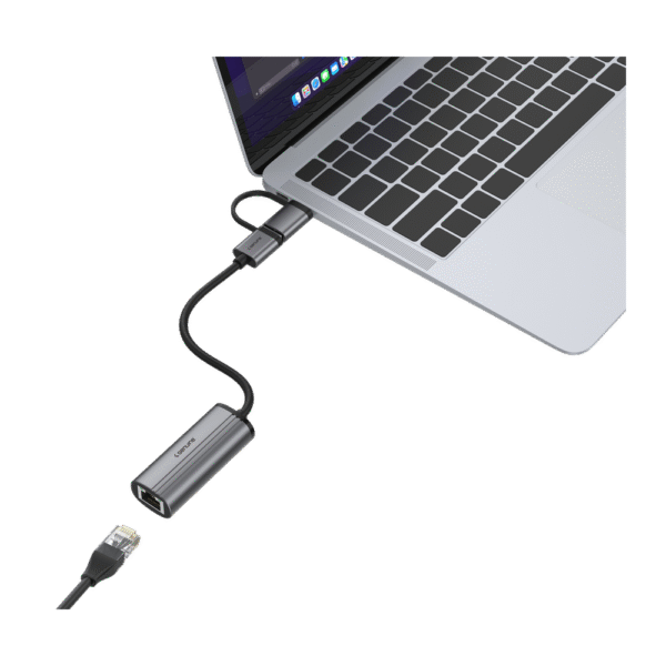 Genuine Type C / A to RJ 45 Adapter, 180mm Cable Length, Input USB-A + C 3.0, Black/Customized, 1 Year Warranty | GN-HC31C - Image 3