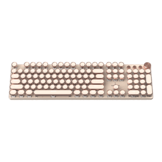 Genuine Retro Punk Ergonomic Mechanical Keyboard Arabic & English, Wireless + Bluetooth + USB (3 Modes), 104 Keys with Vintage Typewriter-Style Design, Multiple Lighting Effects, Cream, 1 Year Warranty | GN-130MC