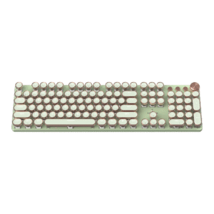 Genuine Retro Punk Ergonomic Mechanical Keyboard Arabic & English, Wireless + Bluetooth + USB (3 Modes), 104 Keys with Vintage Typewriter-Style Design, Multiple Lighting Effects, Green, 1 Year Warranty | GN-130MG