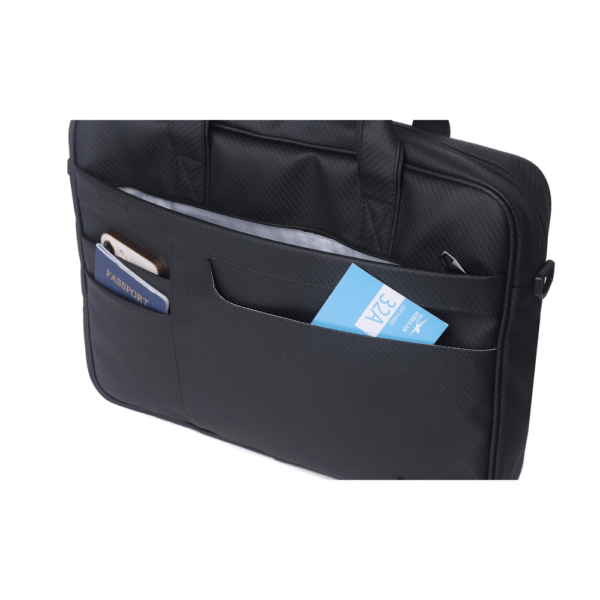 Genuine Executive Topload Laptop Bag, Fits up to 16” Laptops, Premium Polyester Material, Water-Resistant Fabric, Dual Main Compartments, Carry Strap, Black, 1 Year Warranty | GN-B200904BK - Image 5