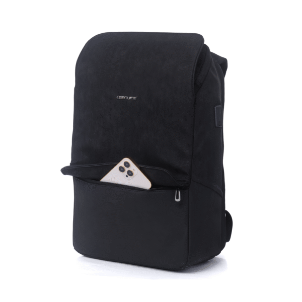 Genuine Trend Laptop Backpack, Fits up to 16” Laptops, High-Quality Polyester, Water-Resistant Build, Type-C USB Port, Carry Strap, Clean Front Design, Black, 1 Year Warranty | GN-B230642BK - Image 5