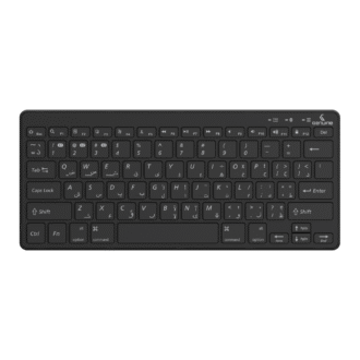 Genuine Mini Bluetooth Keyboard Arabic & English, Wireless Range up to 10m, Fn Shortcut Keys, Non-Slip Rubber Base, Powered by 2 x AAA Batteries, Black, 1 Year Warranty | GN-K10BT