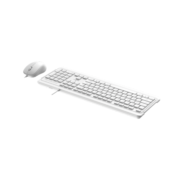 Genuine GN-KM2000 Wired English & Arabic Keyboard & Mouse Combo, Full-Size Low Profile Keyboard with 113 Keys, Spill-Resistant Design, 9 Multimedia Keys, Durable up to 10 Million Keystrokes, 1000 DPI Optical Mouse with Ergonomic Design, USB 2.0, White, 1 Year Warranty | GN-KM2000WT - Image 2