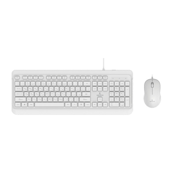 Genuine GN-KM2000 Wired English & Arabic Keyboard & Mouse Combo, Full-Size Low Profile Keyboard with 113 Keys, Spill-Resistant Design, 9 Multimedia Keys, Durable up to 10 Million Keystrokes, 1000 DPI Optical Mouse with Ergonomic Design, USB 2.0, White, 1 Year Warranty | GN-KM2000WT - Image 3