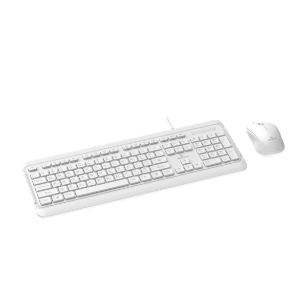 Genuine GN-KM2000 Wired English & Arabic Keyboard & Mouse Combo, Full-Size Low Profile Keyboard with 113 Keys, Spill-Resistant Design, 9 Multimedia Keys, Durable up to 10 Million Keystrokes, 1000 DPI Optical Mouse with Ergonomic Design, USB 2.0, White, 1 Year Warranty | GN-KM2000WT - Image 4