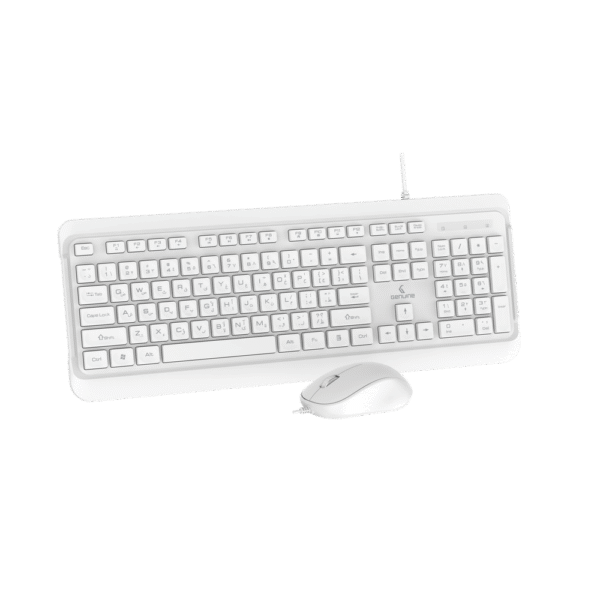Genuine GN-KM2000 Wired English & Arabic Keyboard & Mouse Combo, Full-Size Low Profile Keyboard with 113 Keys, Spill-Resistant Design, 9 Multimedia Keys, Durable up to 10 Million Keystrokes, 1000 DPI Optical Mouse with Ergonomic Design, USB 2.0, White, 1 Year Warranty | GN-KM2000WT - Image 5