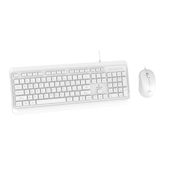 Genuine GN-KM2000 Wired English & Arabic Keyboard & Mouse Combo, Full-Size Low Profile Keyboard with 113 Keys, Spill-Resistant Design, 9 Multimedia Keys, Durable up to 10 Million Keystrokes, 1000 DPI Optical Mouse with Ergonomic Design, USB 2.0, White, 1 Year Warranty | GN-KM2000WT - Image 6