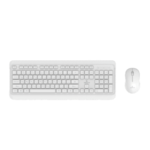 Genuine GN-KM232W Wireless English & Arabic Keyboard & Mouse Combo, Full-Size Slim Keyboard with Removable Keycaps, Power Saving Function, Low Power Indicator, 1000 DPI Optical Mouse with Ergonomic Design, White, 1 Year Warranty | GN-KM232W