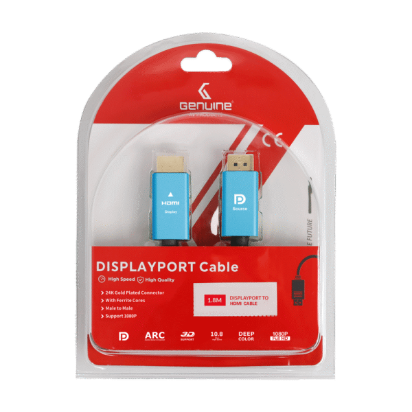 Genuine DP To HDMI Cable, Version 1.1, Supports 1080p, Cable Length 1.8M, 1 Year Warranty | GN-DPHD1.8M