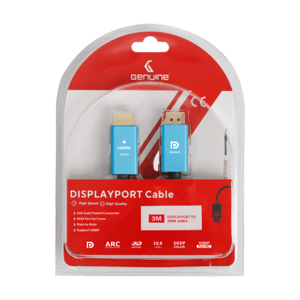 Genuine DP To HDMI Cable, Version 1.1, Supports 1080p, Cable Length 3M, 1 Year Warranty | GN-DPHD3M