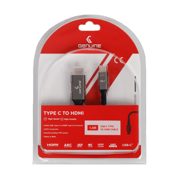 Genuine USB-C To HDMI Cable, Cable Length 1.8M, Supports 4K@60Hz, 1 Year Warranty | GN-USBCHD1.8M