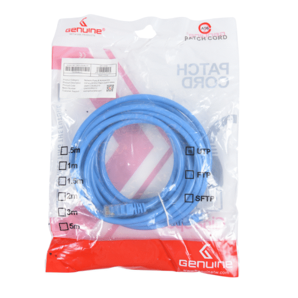 Genuine CAT6 Patch Cord Cable, 2M Length, Supports Gigabit Ethernet (1000 Base-T), 250MHz Bandwidth, Blue, 1 Year Warranty | GNPC-C6UBLU-2 - Image 2