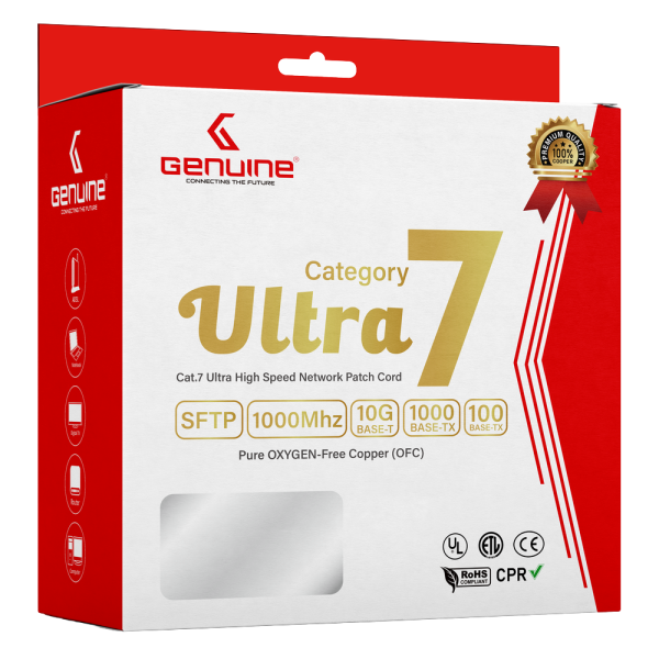 Genuine CAT7 S/FTP Cable, 3M Length, 23AWG Bare Copper, PVC Jacket, Gray, Box Pack, 1 Year Warranty | GNPC-C7SFTPGRY-3 - Image 3