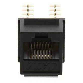 Genuine Keystone Jack CAT6 UTP 180° (RJ45), Supports 23–26 AWG, T568A/T568B Compatible, 110/Krone Termination, Black, 1 Year Warranty | GNKJ-C6UBLK-1