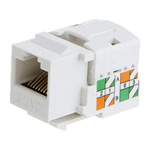 Genuine Keystone Jack CAT6 UTP 90° (RJ45), Supports 23–26 AWG, T568A/T568B Compatible, 110/Krone Termination, White, 1 Year Warranty | GNKJ-C6UWHT-1