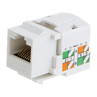 Genuine Keystone Jack CAT6 UTP 90° (RJ45), Supports 23–26 AWG, T568A/T568B Compatible, 110/Krone Termination, White, 1 Year Warranty | GNKJ-C6UWHT-1