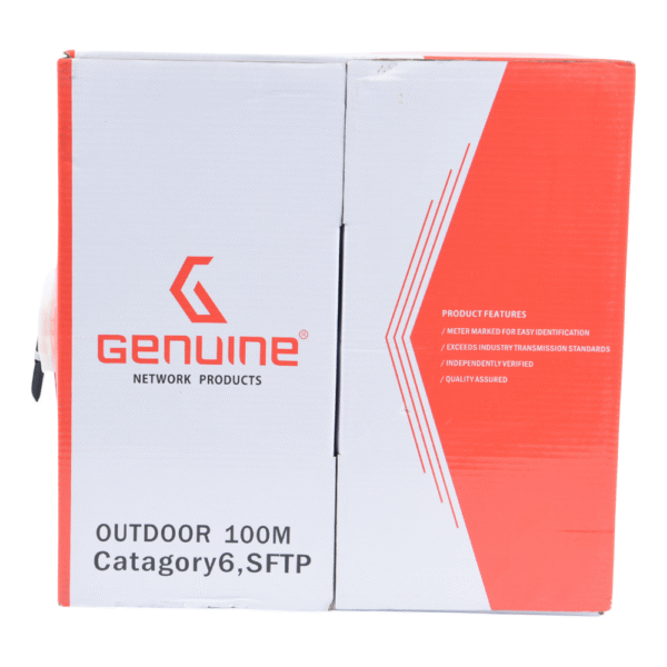 Genuine CAT6 Outdoor S/FTP Cable, 100M Length, 23AWG, Black, Waterproof & UV Resistant, Supports Gigabit Ethernet 250MHz, 1 Year Warranty | GNNC-OC6U23BLK-100 - Image 2